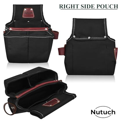 Nylon and Leather Tool Belt | Nylon Tool Pouch | Carpenter | Construction | Framers | Electrician Tool Belts | Drywall Tool Bags (BLACK)