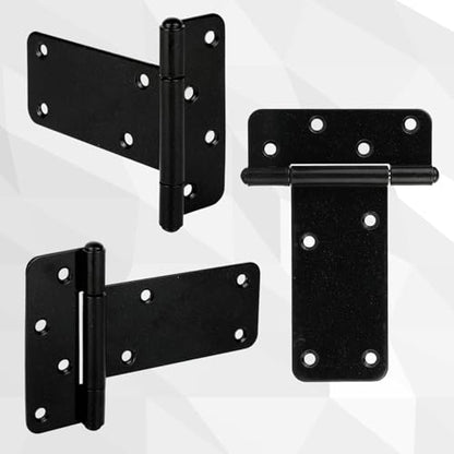 4 Pack 5 in T-Strap Heavy Duty Gate Hinges 260 Lbs Capacity,Black - color: Black, size: 5 in -4 pcs