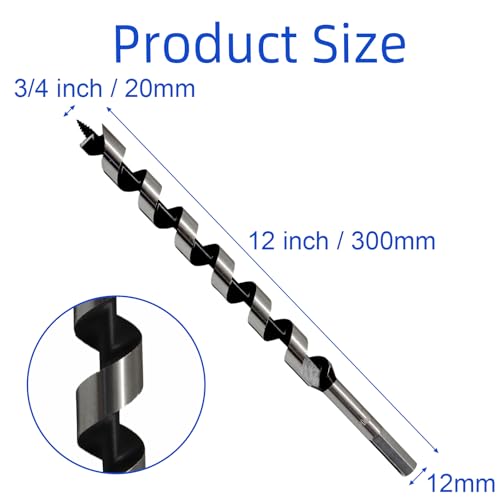 3/4 Inch x 12 Inch Wood Auger Drill Bit for Tree Stump Drilling - size: 3/4 Inch