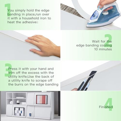 Yanye White Edge Banding, 1/2 inch x 100ft roll of Wood Veneer Melamine Edge Banding Preglued, Tape for Cabinet Repair Furniture - color: White, size: 1/2"x 100ft