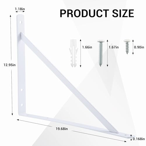 HOME MASTER HARDWARE 20x13 Inch Heavy Duty Shelf Brackets, White 4 Pack - color: White, size: 20 inch x 13 inch-4pcs