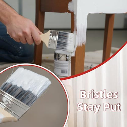 Wesquer 1.5 Inch Flat Paint Brushes 12 Pack Bulk Professional Detail Touch - size: 1.5 inch (12 pack)