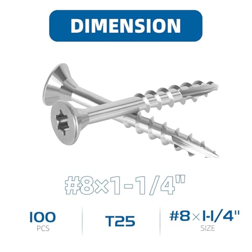 WELLOCKS #8 x 1-1/4 in 304 Stainless Deck Screws, 100 PCS - size: #8×1-1/4"