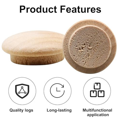 Wood Plugs, Maple Button Top Screw Covers, 100 Pack, 1/2 Inch - size: 1/2 Inch