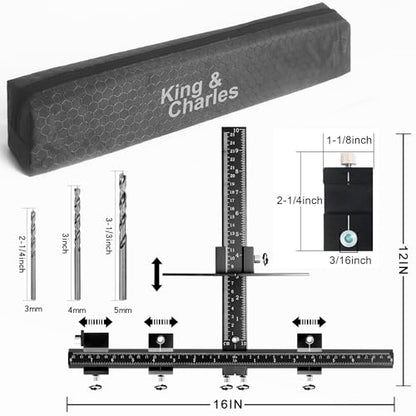 King&Charles Aluminum Cabinet Hardware Jig&3pcs Point Drill Bit - style: MAX-Aluminum