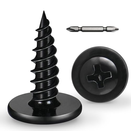 #8 x 1 Inch Wood Screws Phillips Modified Truss Head Stainelss Steel 410 Self Tapping Metal Screws,Black Zinc Plated(2Ib,370Pcs) - color: Black 2lb Box, size: 8 x 1"