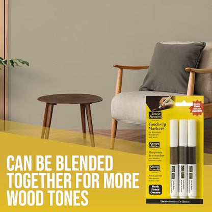 Trade Secret Trio Wood Touch-Up Markers, Furniture Scratch Repair - color: Medium Tones