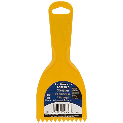 Homax 1/4" Tooth Adhesive Spreader for Ceramic Tile, Yellow, 3" - size: 3 inch, style: 1/4" Tooth