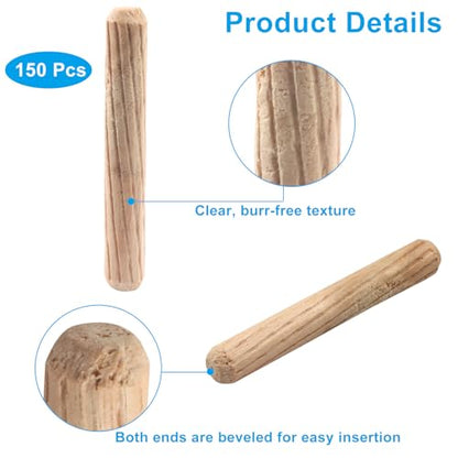 150 Pack Wooden Dowel Pins, M6x40mm - size: M6x40mm