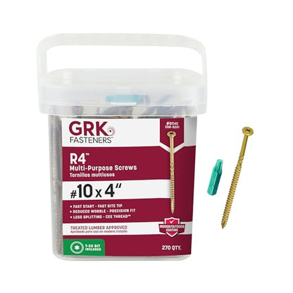 GRK Fasteners R4™ #10 x 4" Multi-Purpose Framing Screws, 270 PCS - size: #10 x 4" 270 count