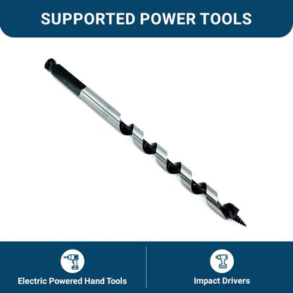 Benchmark Abrasives 1/2 Inch Auger Drill Bit for Woodworking,7/16” Hex Shank Tool for Smooth, Clean Cuts Hole Carbon Steel Hole Cutter Drill Bit for Drilling on Soft & Hard Wood, MDF, Plywood - size: 1/2 in