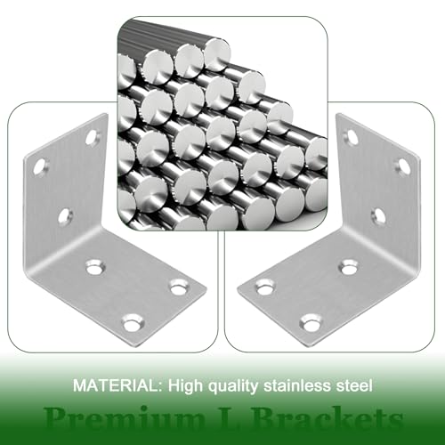 40PCS L Brackets 2.6X1.89X0.08IN 304 Stainless Steel Corner Braces - size: 2.6X1.89X0.08IN