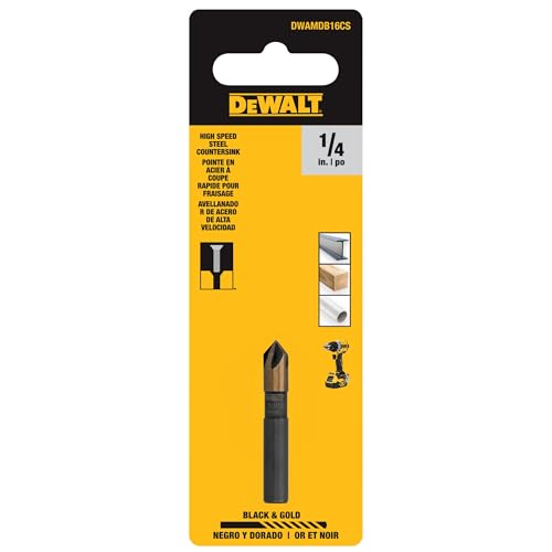 DEWALT Countersink Drill Bit, 1/4 in. 82 Degree High-Speed Steel Black and Gold Countersink Bit (DWAMDB16CS)