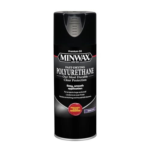 Minwax Fast Drying Polyurethane Spray, Protective Wood Finish, Clear Satin, 11.5 oz. Aerosol Can