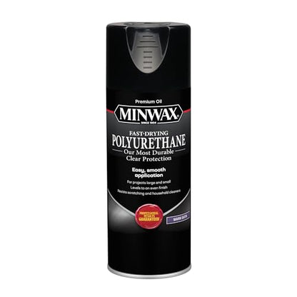 Minwax Fast Drying Polyurethane Spray, Protective Wood Finish, Clear Satin, 11.5 oz. Aerosol Can