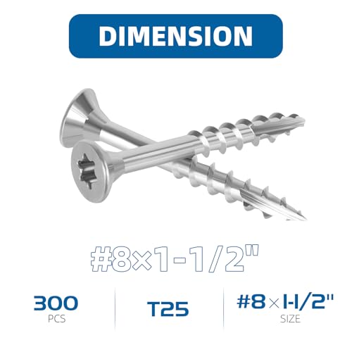 WELLOCKS #8 x 1-1/2 in 304 Stainless Deck Screws, 300 PCS - size: #8×1-1/2"