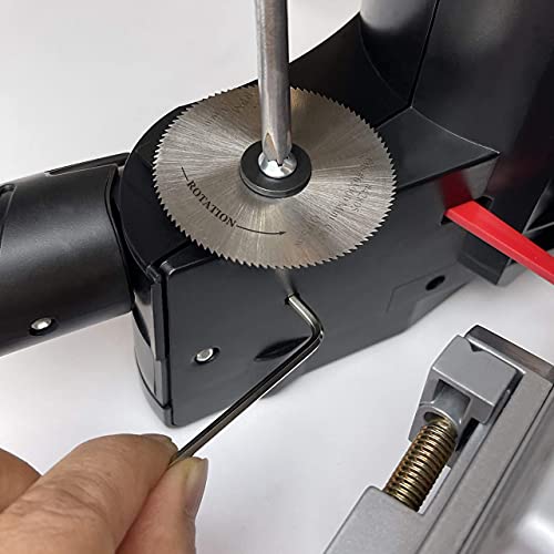 JOUNJIP Mini Miter Saw, Hobby Cut-Off Chop Saw with 8 Blades