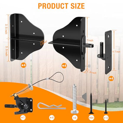 Anti Sag Gate Frame Kit with Gate Latch - Updated 90 Degree Right Angle Gate Hinges - Fence Gate Kit Gate Hardware - Gate Corner Brace Bracket (2 Set) - size: 2 set