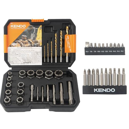 KENDO 46PCS Tap Extractor Set Broken Tap Screw Bolt Remover Kit - style: 46-PCS