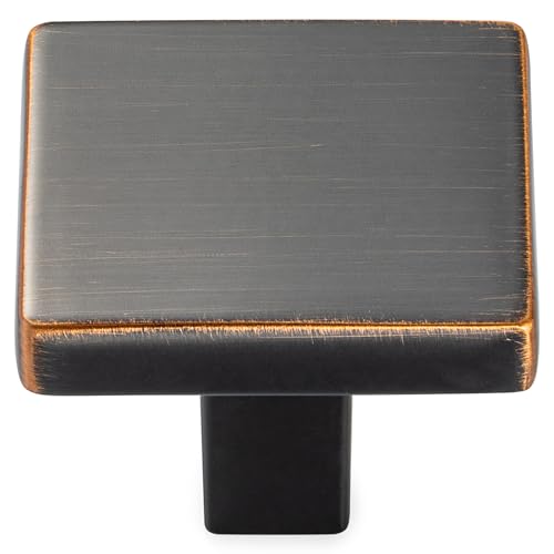 KOOFIZO 10 Pack Oil Rubbed Bronze Cabinet Knobs Square Single Hole Pull K03 - color: Oil Rubbed Bronze, size: Knob 1 - 10Pcs