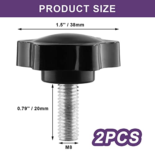 M8 x 20mm Thread Star Knob, 2Pcs - size: M8 x 20mm, style: Hexagonal Handle