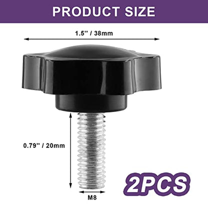 M8 x 20mm Thread Star Knob, 2Pcs - size: M8 x 20mm, style: Hexagonal Handle