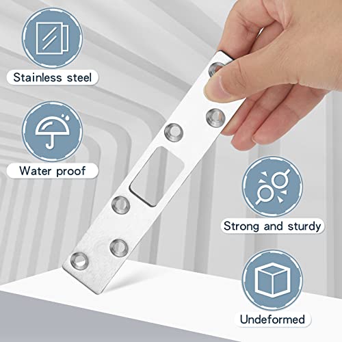 Therwen 4 Pcs 6 Inch Door Strike Plate Security Latch with Screws, Sliver - color: Sliver