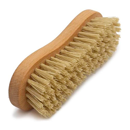 KONEX Nylon Fiber Economy Utility Cleaning Hand Brush | Heavy Duty Hand-Held Scrub Brush Stiff Bristles | Wooden Body, Ideal Scrub Brushes for Cleaning (Peanut Shaped) - size: 1 Count (Pack of 1)