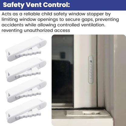 White Window Sash Vent Stops 1762 Nylon Snap-in Window Stopper 4PCS
