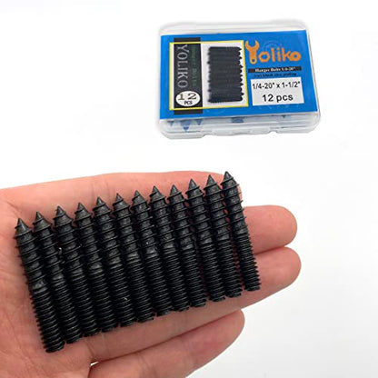 12 Pack 1/4-20 x 1-1/2 Inch Black Hanger Bolts 1/4-20" Double Headed Bolts 1/4 Wood Dowel Screw Self-Tapping Screw Hanger Bolts for Furniture Screws Double Screw Threaded Rods Bolt 37mm Length - size: Black 1/4-20"x1-1/2"-12PCS