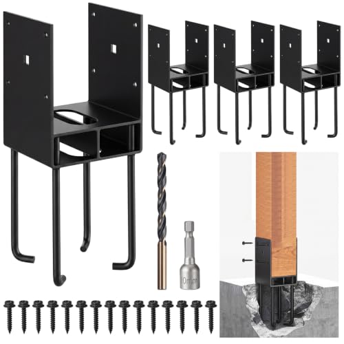 Gisafai 4 Pcs 6x6 Post Anchor Base Bracket for Wet Concrete 5.5x5.5 Inch