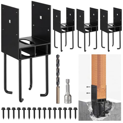 Gisafai 4 Pcs 6x6 Post Anchor Base Bracket for Wet Concrete 5.5x5.5 Inch