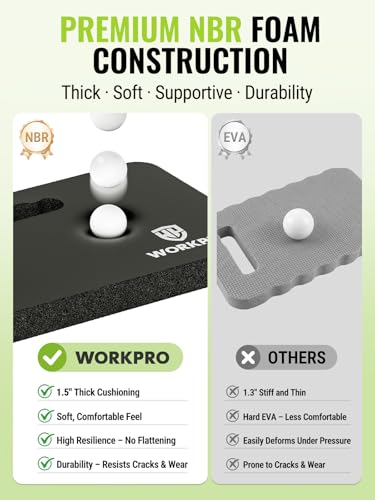 WORKPRO Extra Thick Kneeling Pad, 20 Pack, 17.5 x 11 x 1.5 in, Black - color: Black, size: 20 Pack