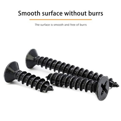 #10 X 1 Black Screw,Flat Head Phillips Wood Screw, Electroplating Black Carbon Steel, #10 X 1-Inch, 75Pcs - color: Black Zinc Plated Screws, size: #10 x 1"