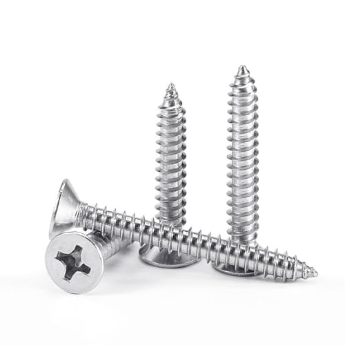 #8 x 1-1/2" Flat Head Sheet Metal Screws Phillips Drive Wood Screws, 304 Stainless Steel 18-8, Pack of 100 - color: Silver, size: #8 x 1-1/2"