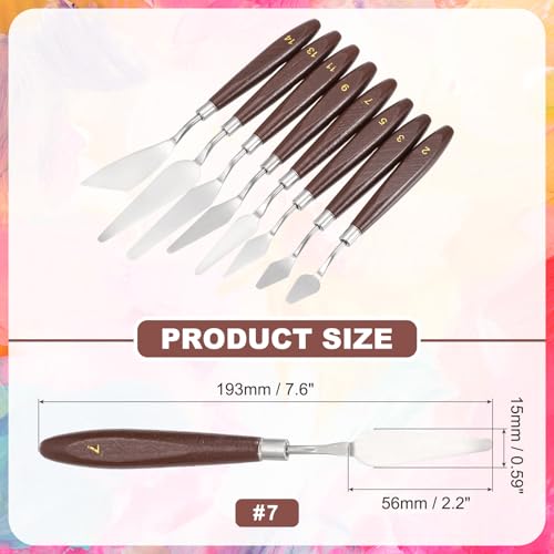 MECCANIXITY #7 Palette Knives 15mm Width Stainless Steel Spatula Painting Pallet Knife with Wood Handle for Oil Painting Acrylic Canvas Mixing Spreading - style: #7 + 15mm