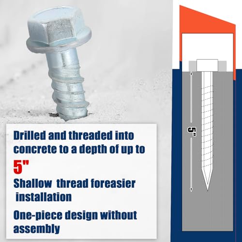 Tandefio 40 Pack 3/8 x 5 Concrete Anchors and Screw Kits Galvanized - size: 3/8" X 5"