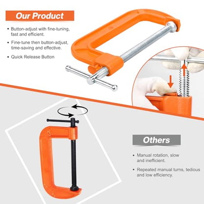 Lytool 6 Inch Quick Release C Clamp, Heavy Duty G Clamp for Woodworking