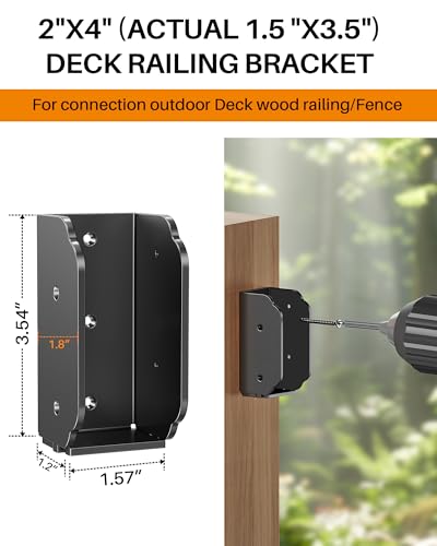 201 Stainless Steel Deck Railing Connector for 2"x4"(Actual 1.5"x3.5") - size: Angle 90°