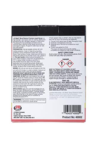 J-B Weld 40002 Wood Restore Premium Liquid Epoxy Kit - 32 oz.