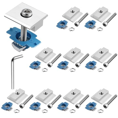 Anbte 10pcs Solar Panels Mid Clamps for Unistrut, 30mm/35mm, Silver - color: Silver, size: 1.18"(30mm) & 1.38"(35mm)
