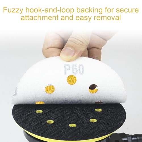 110Pcs 5 Inch Hook and Loop Sanding Discs | 8-Hole Dust-Free, 600 Grits Yellow Diamond | 135G Latex Backing | for Wood/Metal/Auto