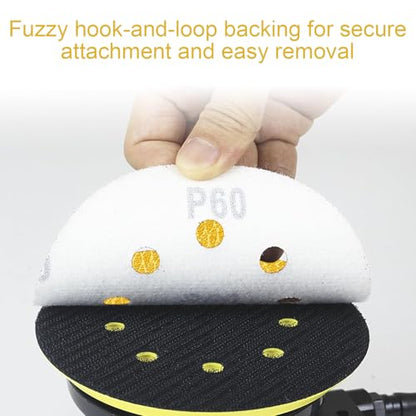 110Pcs 5 Inch Hook and Loop Sanding Discs | 8-Hole Dust-Free, 600 Grits Yellow Diamond | 135G Latex Backing | for Wood/Metal/Auto
