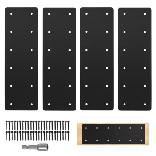 4 Pcs 15.7"x5" Straight Steel Plate for Wood 6x6 6x8, 3MM Thick - size: I shape(15.7''x5'')
