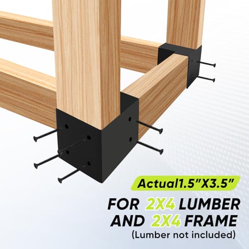 8-Pack Heavy Duty Workbench Brackets Right Angle Brace for 2x4 Wood - size: 2x4