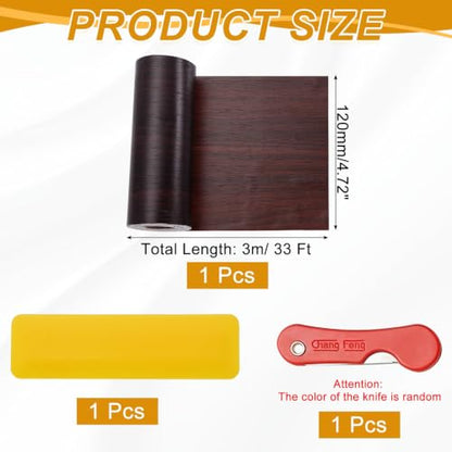 uxcell Wood Grain Repair Tape,4.7" x33ft Grain Repair Patch,Black Walnut - color: Black Walnut, size: 4.7 Inch x 33 ft