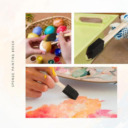 Foam Brushes for Painting 1 Inch 52 Pcs Sponge Paint Brushes for Crafts - color: Black 52 Pack 1 Inch