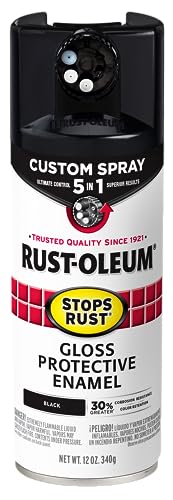 Rust-Oleum Stops Rust Custom 5-in-1 Spray Paint, Gloss Black - color: Gloss Black, size: 12 Ounce (Pack of 1)