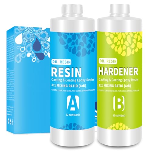 DR. RESIN 64oz Crystal Clear Epoxy Resin Kit, No Yellowing, Self-Leveling, Bubble Free 2 Part Art Resin Kit for Jewelry Tabletop DIY Craft - size: 64 oz
