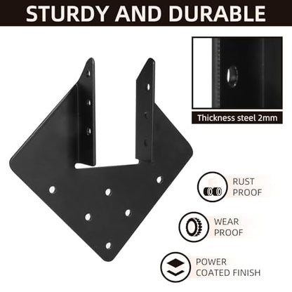 Hurricane Ties for Rafter, 12-Gauge Hurricane Tie for 2x4 Post(Inner 1.5x3.5), Heavy Duty Joist Hangers for Roofing Trusses Wood Timber Steel Connectors, Black with Screws 20 Pcs
